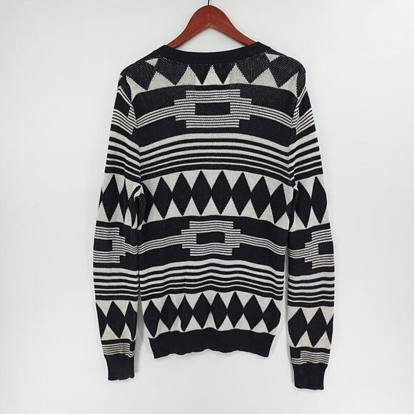 KOTO Cardigan Mens Small Black Tribal Print Southwestern Cowboy Festival Retro - Picture 6 of 13